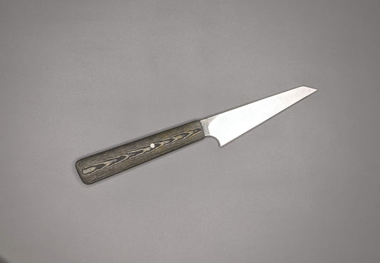 Petty or Utility knife with flat cutting edge and Richlite handle