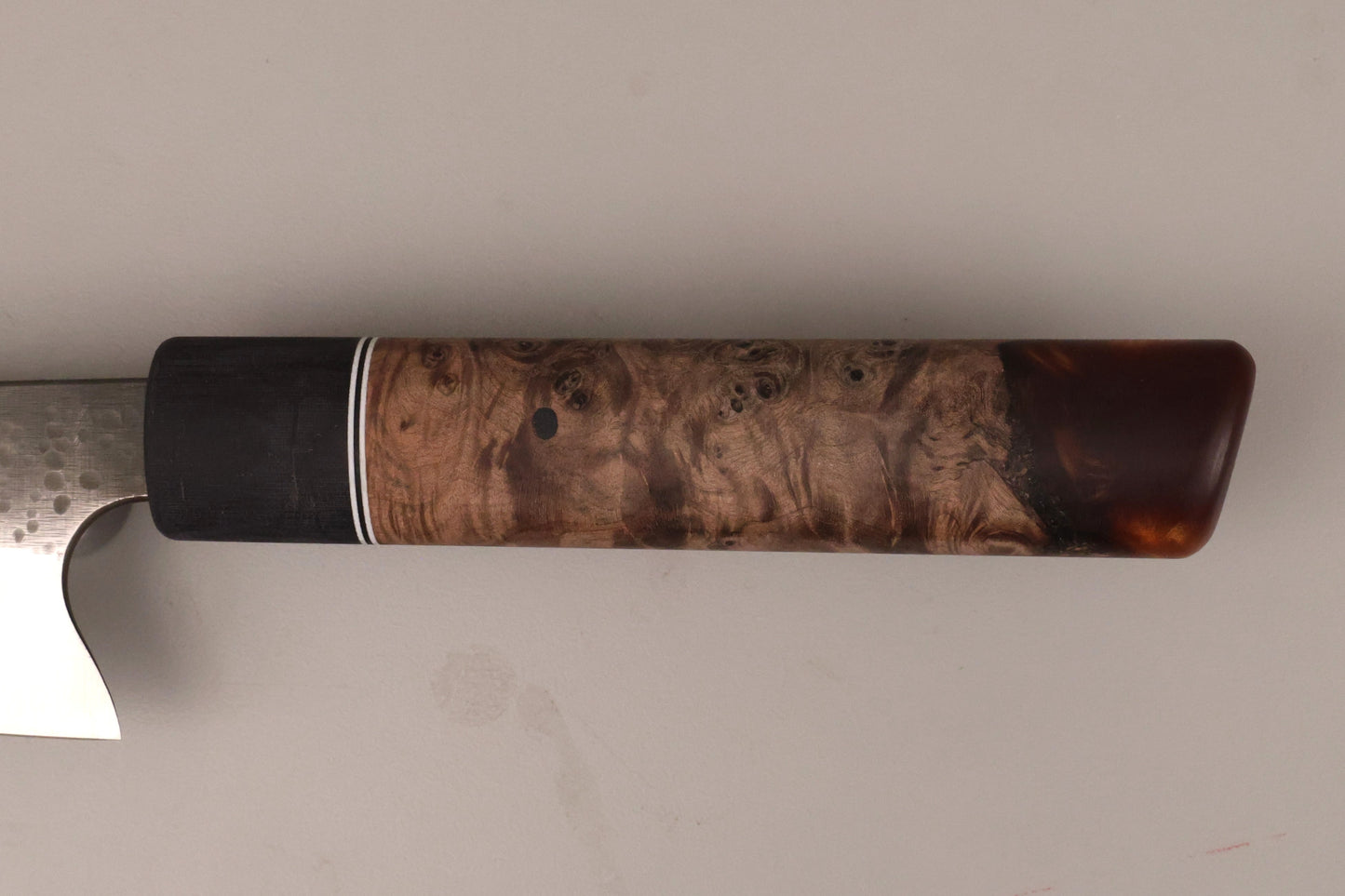 Maple burl and resin hybrid knife handle