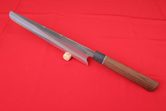 Brisket knife with s-grind or Fuller and walnut wooden handle