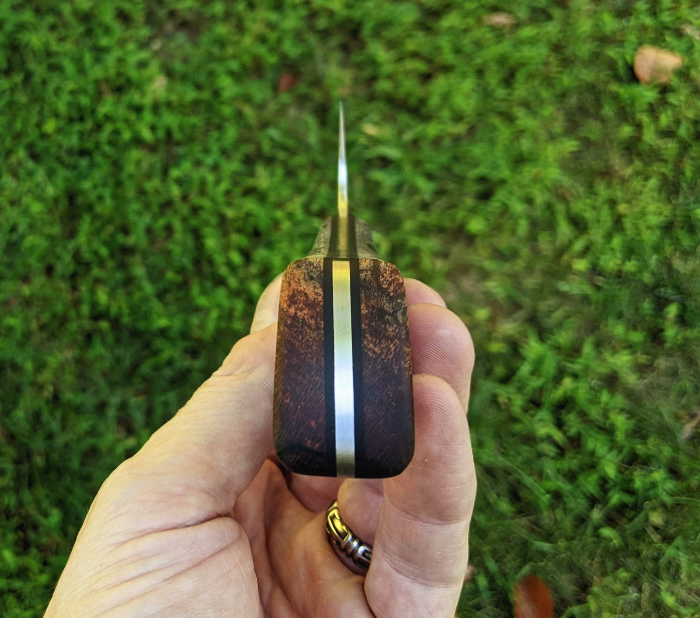 Chef knife with double dyed handle