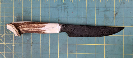 pattern welded blade with stag handle