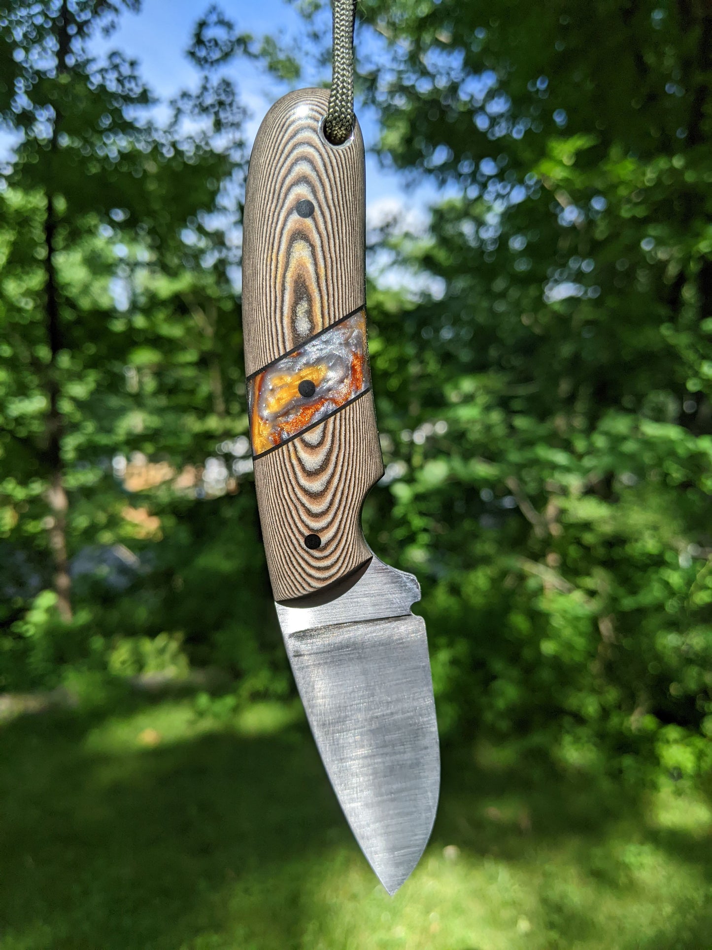work knife with brown handle