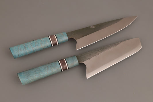 Kitchen knives, Gyuto and Nakir with an S-grind