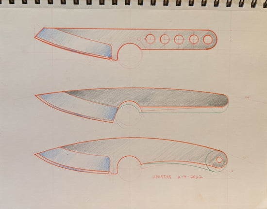 drawing of three small knives