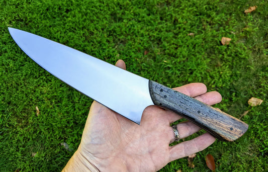 Chef knife with double dyed handle