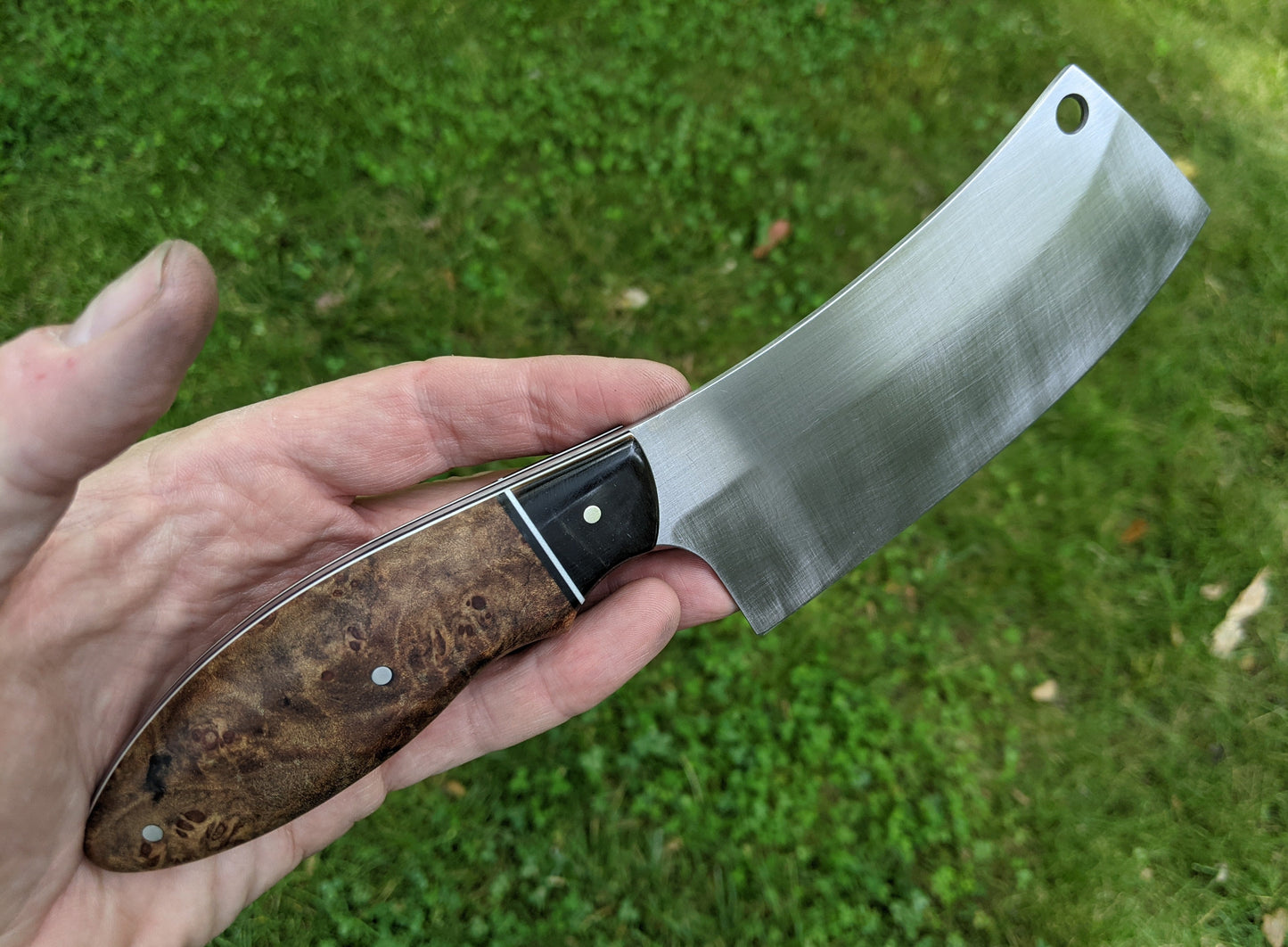 small cleaver with stabilized wood handle