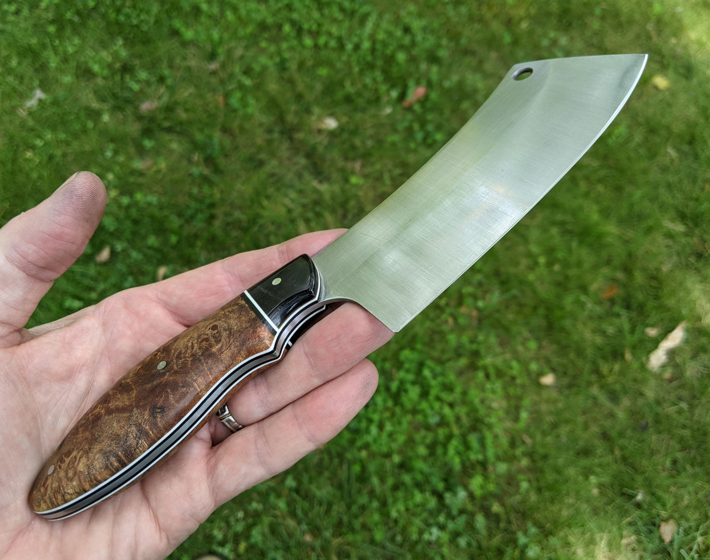 small cleaver with stabilized wood handle