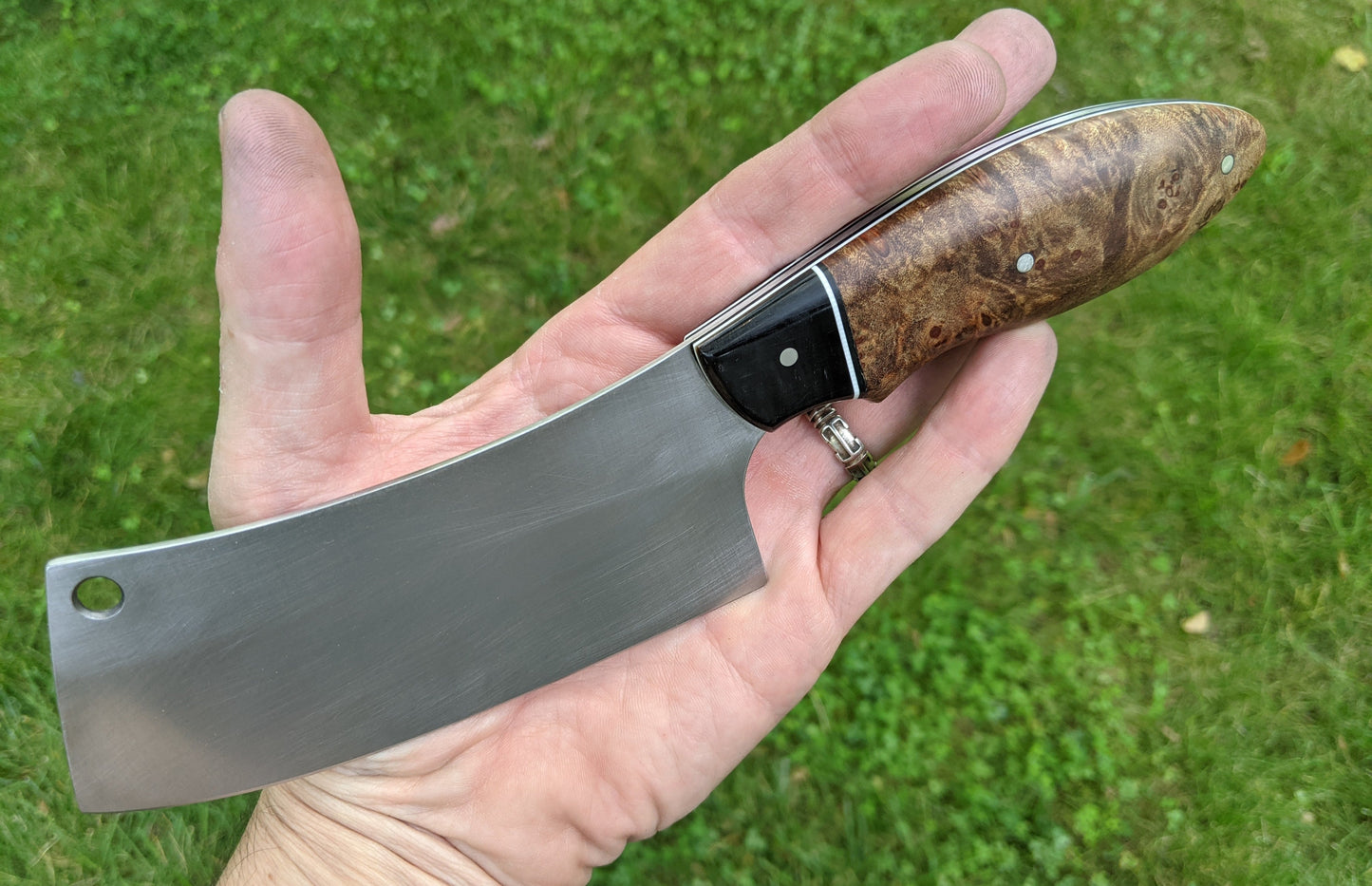 small cleaver with stabilized wood handle