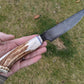 pattern welded blade with stag handle