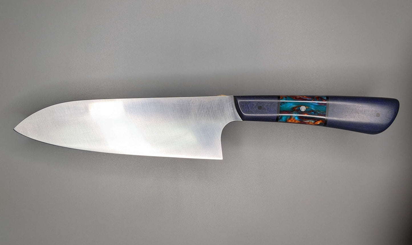 kitchen knife with blue handle 