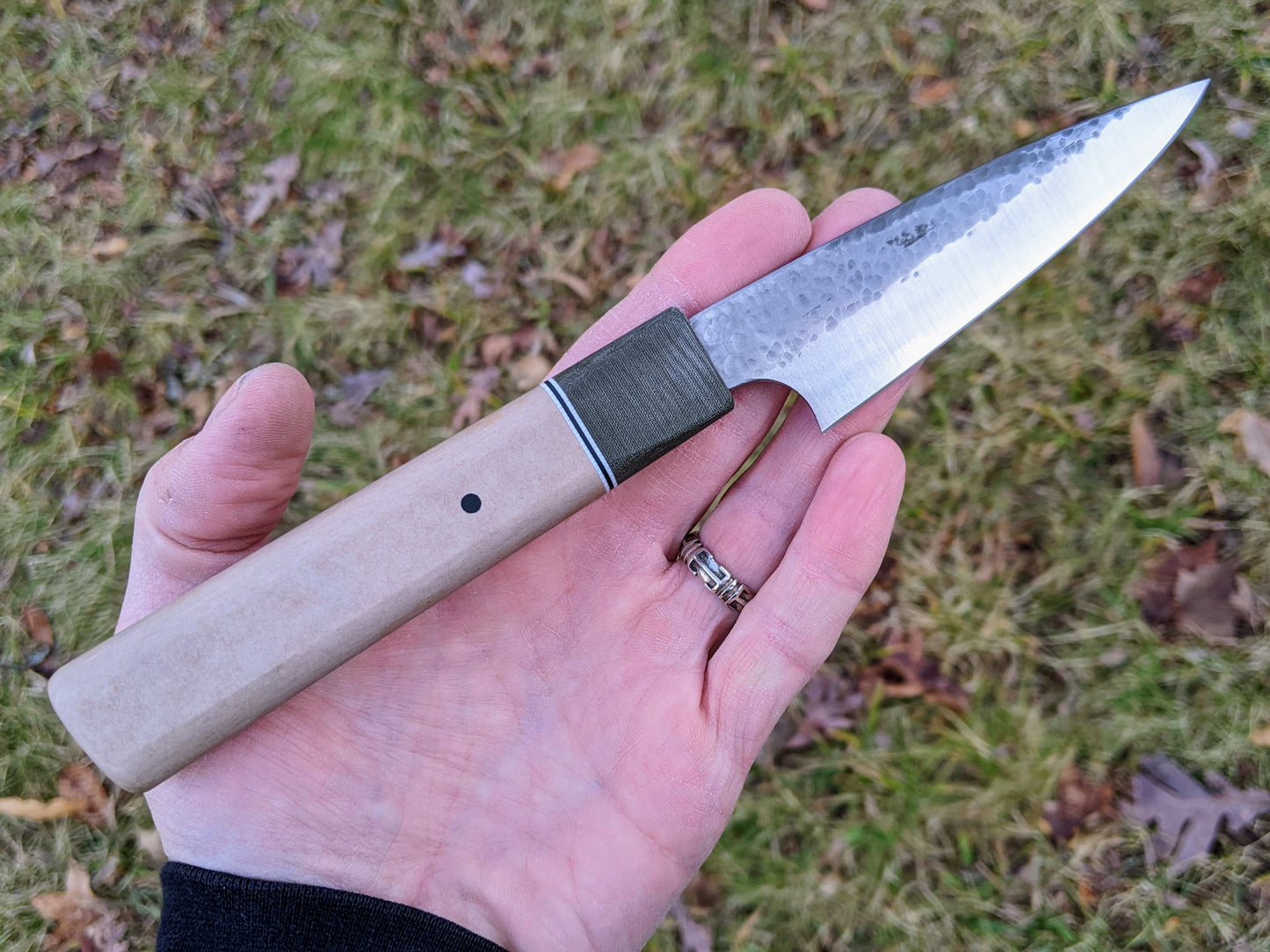 Petty with four-inch blade and hammered finish